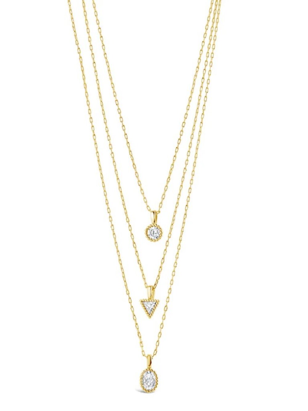 Sterling Forever Julie CZ & Layered Chain Necklace, 14k Gold, Waterproof / NIB